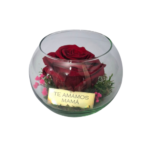 Mini rose éternelle en vase verre – Collection Mini