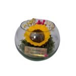 Tournesol éternel en vase verre – Collection Mini